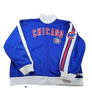Stitches‎ Chicago Cubs Full Zip Track Jacket Long Sleeve Mens 2XL Blue MLB